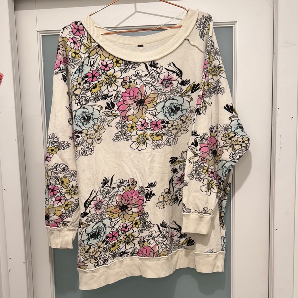 FREE PEOPLE Floral Print Crew neck sweater